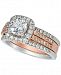 Diamond Halo Bridal Set (1-5/8 ct. t. w. ) in 14k White and Rose Gold