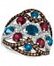 Le Vian Blue Topaz, Raspberry Rhodolite Garnet and Diamond (3-1/6 ct. t. w. ) Ring in 14k White Gold, Created for Macy's