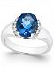 London Blue Topaz (3-1/5 ct. t. w. ) and Diamond Ring (1/6 ct. t. w. ) in Sterling Silver