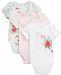 First Impressions Baby Girls 3-Pk. Dots & Flowers Bodysuits, Created for Macy's