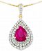 Rare Featuring Gemfields Certified Ruby (5/6 ct. t. w. ) and Diamond (1/4 ct. t. w. ) Pendant Necklace in 14k Gold