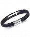 Esquire Men's Jewelry Diamond Accent Leather Cross Bracelet in Stainless Steel, Created for Macy's