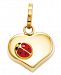 14k Gold Charm, Heart and Ladybug Charm