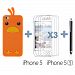 OBiDi - Chick Style Soft Silicone Case for Apple iPhone SE / Apple iPhone 5S / 5 - Orange with 3 Screen Protectors and Stylus