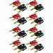 GLS Audio Gold Banana Plug Speaker Connectors Dual Tip Banana Plugs Banana Clips - NOTE: .75-Inch Tip to Tip (3/4-Inch - 19mm) - 16 Pack (8 Red & 8 Black).