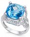 Blue Topaz (8 ct. t. w. ) and Diamond (3/8 ct. t. w. ) Ring in 14k White Gold