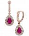 Amore by EffyCertified Ruby (1-3/8 ct. t. w. ) and Diamond (3/4 ct. t. w. ) Drop Earrings in 14k Rose Gold, Created for Macy's