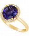 Amethyst (3 ct. t. w. ) and Diamond (1/6 ct. t. w. ) Ring in 14k Gold
