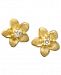 Children's 14k Gold Earrings, Diamond Accent Flower Studs