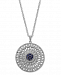 Sapphire (1/2 ct. t. w. ) and Diamond (1/7 ct. t. w. ) Openwork Disc Pendant Necklace in Sterling Silver