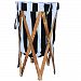 Collapsible Laundry Hamper or Basket with Wood Shelves and Removable Fabric Liner Organizer for Toys , Dirty Clothes Convenient Storage Bin For Bedroom, Nursery, Dorm, or Closet - Large Round, Rural (strip)