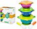Stay Put and Spill Proof Suction Bowl Set with Bonus Fork and Spoon, 3 Different Size Bowls, and Snap Tight Lids, Complete Baby Feeding Set and Perfect for Storage FDA Approved BPA Free