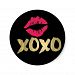 XOXO Faux Gold & Pink Lips | Black Classic Round Sticker