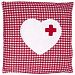 Cherry Stone Pillow Checked with Heart Design Red