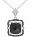 Onyx (10mm x 10mm) and Diamond (1/8 ct. t. w. ) Pendant Necklace in Sterling Silver