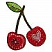 2 iron-on appliques set - Cherry 7X8Cm and Tree 7X9Cm embroidered application set by TrickyBoo Design Zurich Switzerland