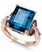 London Blue Topaz (6-5/8 ct. t. w. ) and Diamond (1/4 ct. t. w. ) Ring in 14k Rose Gold