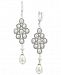 Pearl Lace by Effy Cultured Freshwater Pearl (4-1/2mm, 8-1/2mm) Lace Drop Earrings in Sterling Silver
