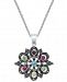Marcasite & Colored Crystal Openwork Pendant Necklace in Silver-Plate