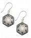 Mother-of-Pearl & Marcasite Hexagon Drop Earrings in Silver-Plate