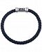 Men's Black Sapphire Accent Leather "Dad" Bracelet in Stainless Steel