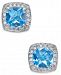 Blue Topaz (2 ct. t. w. ) and Diamond (1/6 ct. t. w. ) Stud Earrings in 14k White Gold