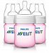 Philips Avent Anti-Colic BPA Free Baby Bottle, Pink, 4 Ounce, 3-Pack, SCF561/37