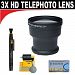 3x Digital Telephoto Professional Series Lens + 5 Pc Cleaning Kit + DB ROTH Micro Fiber Cloth For The Canon VIXIA HF200, HF20, HF11, HF100, HF10, HG21, HG20 Flash Memory Camcorders