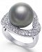 Cultured Black Tahitian Pearl (13mm) and diamond (5/8 ct. t. w. ) Ring in 14k White Gold
