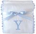 Princess Linens Garden Pique Burp Pad Set - White with Light Blue Rick Rack Trim-Y