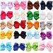 ROEWELL Boutique Baby's and Girl's Grosgrain 3 inches Ribbon Windmill Style Hair Bow Clips, Barrettes (20 pcs)