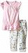 Rosie Pope Little Girls 2 Piece Seas The Day Shirt with Mermaid Printed Terry Pant Set, Pink Lady, 18 Months