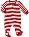 Footed Fleece Sleeper Red & White stripes 2 Toddler
