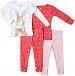 Carter's Baby Girls' 4 Piece Striped PJ Set (Baby) - Coral - 6 Months