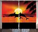 Ambesonne Whale Decor Collection, Two Dolphin in the Ocean at Sunset and Palm Tree Leaves Romantic Waterscape View, Window Treatments for Kids Girls Boys Bedroom Curtain 2 Panels Set, 108X63 Inches
