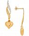 Multicolor Textured Filigree Heart Drop Earrings in 10k Gold & Rose Gold