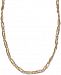 Tri-Color Bar & Bead Link Collar Necklace in 14k Gold, White Gold & Rose Gold