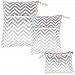 Damero 3pcs Pack Wet Dry Bag for Cloth Diapers Daycare Organizer Bag, Gray Chevron