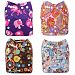 Cloth Diapers, MayWay Baby Cloth Diapers 4 Pack With 4 Inserts One Size Adjustable Snap Washable Cloth Pocket Diapers And 1 Wet Bag