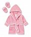 Spasilk 100% Cotton Hooded Terry Bathrobe with Booties, Pink Fish
