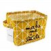 Small Canvas Fabric Foldable Organizer Storage Basket with Handle, Collapsible and Convenient for Nursery and Babies Room (Yellow)