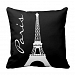 Black and White Eiffel Tower Paris Throw Pillow