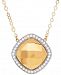 Polished & Beaded Halo Pendant Necklace in 10k Gold & Rhodium-Plate