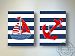 MuralMax - Striped Canvas - Nautical Sailboat Theme - The Boating Collection - Set of 2 - Size - 11 x 14