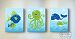 MuralMax - Whimsical Octopus & Fish Theme - Canvas Nursery Decor - Set of 3 - Size - 11 x 14