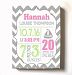 Personalized Stretched Canvas Birth Announcement Gift, Custom Baby Name, Date, Weight Stats, Newborn Sailboat Nursery Wall Art Decor, High Quality 100% Wooden Frame Construction, Ready To Hang 11X14