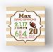 Personalized Stretched Canvas Birth Announcement Gift, Custom Baby Name, Date, Weight Stats, Newborn Football Nursery Wall Art Decor, High Quality 100% Wooden Frame Construction, Ready To Hang 30X30