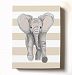 Modern Stretched Canvas Elephant Nursery Decor - Adorable & Unique Striped Animal Safari Wall Art Design - Memorable Baby Gift Idea - High Quality 100% Wooden Frame Construction - Ready To Hang 16X20