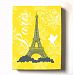 Modern Paris Eiffel Tower - Unique Paisley & Lovebirds Stretched Canvas Nursery Decor - Wall Art That Makes a Memorable Baby Gift - High Quality 100% Wooden Frame Construction - Ready To Hang 16X20