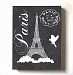 Modern Paris Eiffel Tower - Unique Paisley & Lovebirds Stretched Canvas Nursery Decor - Wall Art That Makes a Memorable Baby Gift - High Quality 100% Wooden Frame Construction - Ready To Hang 12X16